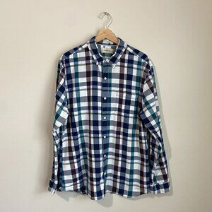 Hawker Rye Men's (XL) Long Sleeve Button Down Shirt -Teal, Brown, Cream Plaid